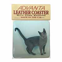 Russian Blue Cat Single Leather Photo Coaster