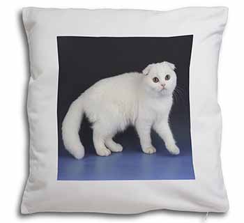 White Scottish Fold Cat Soft White Velvet Feel Scatter Cushion