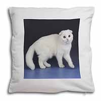 White Scottish Fold Cat Soft White Velvet Feel Scatter Cushion