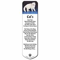 White Scottish Fold Cat Bookmark, Book mark, Printed full colour