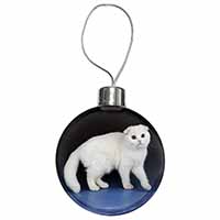 White Scottish Fold Cat Christmas Bauble