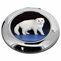 White Scottish Fold Cat Make-Up Round Compact Mirror