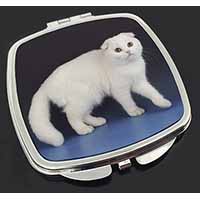 White Scottish Fold Cat Make-Up Compact Mirror