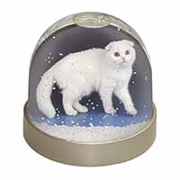 White Scottish Fold Cat Snow Globe Photo Waterball