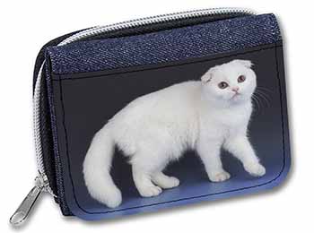 White Scottish Fold Cat Unisex Denim Purse Wallet