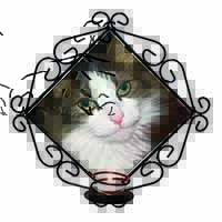 Beautiful Tabby Cat Wrought Iron Wall Art Candle Holder