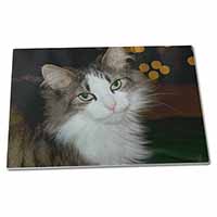 Large Glass Cutting Chopping Board Beautiful Tabby Cat