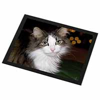 Beautiful Tabby Cat Black Rim High Quality Glass Placemat