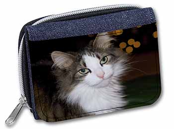 Beautiful Tabby Cat Unisex Denim Purse Wallet