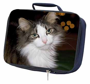 Beautiful Tabby Cat Navy Insulated School Lunch Box/Picnic Bag