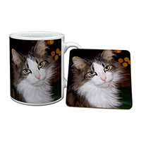 Beautiful Tabby Cat Mug and Coaster Set