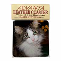 Beautiful Tabby Cat Single Leather Photo Coaster