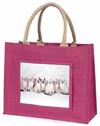 Snowshoe Kittens Snow Shoe Cats Large Pink Jute Shopping Bag