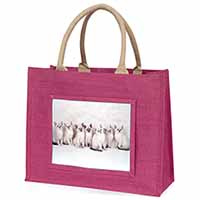 Snowshoe Kittens Snow Shoe Cats Large Pink Jute Shopping Bag