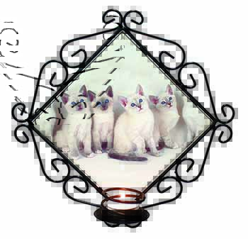 Snowshoe Kittens Snow Shoe Cats Wrought Iron Wall Art Candle Holder