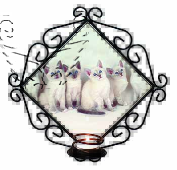 Snowshoe Kittens Snow Shoe Cats Wrought Iron Wall Art Candle Holder