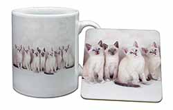 Snowshoe Kittens Snow Shoe Cats Mug and Coaster Set