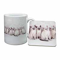 Snowshoe Kittens Snow Shoe Cats Mug and Coaster Set