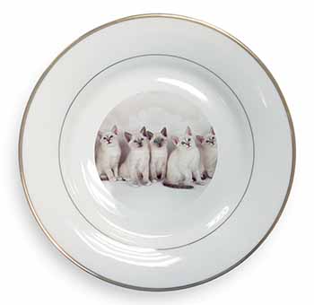 Snowshoe Kittens Snow Shoe Cats Gold Rim Plate Printed Full Colour in Gift Box