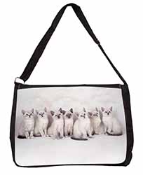 Snowshoe Kittens Snow Shoe Cats Large Black Laptop Shoulder Bag School/College