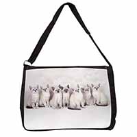 Snowshoe Kittens Snow Shoe Cats Large Black Laptop Shoulder Bag School/College