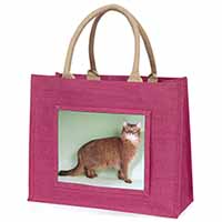 Ginger Somali Cat Large Pink Jute Shopping Bag