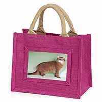 Ginger Somali Cat Little Girls Small Pink Jute Shopping Bag