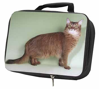 Ginger Somali Cat Black Insulated School Lunch Box/Picnic Bag