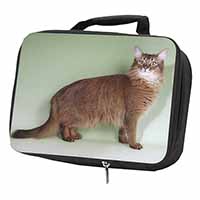 Ginger Somali Cat Black Insulated School Lunch Box/Picnic Bag