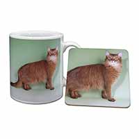 Ginger Somali Cat Mug and Coaster Set