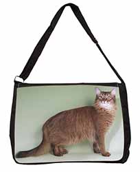 Ginger Somali Cat Large Black Laptop Shoulder Bag School/College