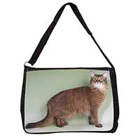 Ginger Somali Cat Large Black Laptop Shoulder Bag School/College