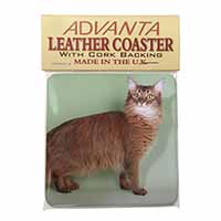 Ginger Somali Cat Single Leather Photo Coaster