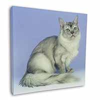 Silver Coat Tiffanie Cat Square Canvas 12"x12" Wall Art Picture Print