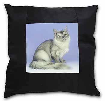 Silver Coat Tiffanie Cat Black Satin Feel Scatter Cushion