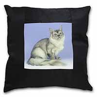 Silver Coat Tiffanie Cat Black Satin Feel Scatter Cushion