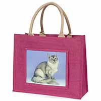 Silver Coat Tiffanie Cat Large Pink Jute Shopping Bag