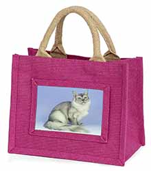 Silver Coat Tiffanie Cat Little Girls Small Pink Jute Shopping Bag