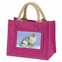 Silver Coat Tiffanie Cat Little Girls Small Pink Jute Shopping Bag