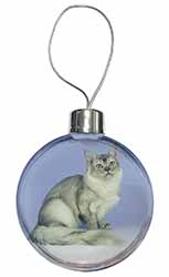 Silver Coat Tiffanie Cat Christmas Bauble