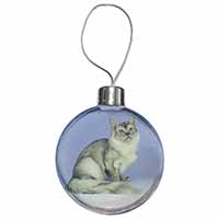 Silver Coat Tiffanie Cat Christmas Bauble