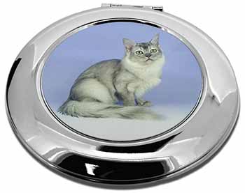 Silver Coat Tiffanie Cat Make-Up Round Compact Mirror