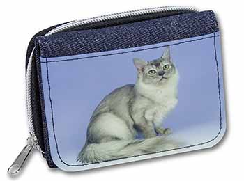 Silver Coat Tiffanie Cat Unisex Denim Purse Wallet
