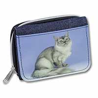 Silver Coat Tiffanie Cat Unisex Denim Purse Wallet