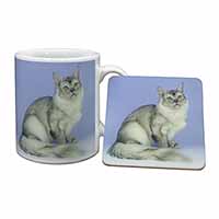 Silver Coat Tiffanie Cat Mug and Coaster Set