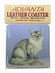 Silver Coat Tiffanie Cat Single Leather Photo Coaster