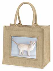 Tonkinese Cat Natural/Beige Jute Large Shopping Bag