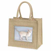 Tonkinese Cat Natural/Beige Jute Large Shopping Bag
