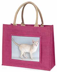 Tonkinese Cat Large Pink Jute Shopping Bag