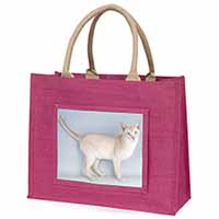 Tonkinese Cat Large Pink Jute Shopping Bag